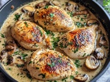 Délectez-vous d’un Poulet Crémeux à la Moutarde à l’Ancienne et Champignons: Une Recette Exquise en seulement 35 Minutes