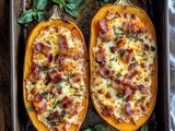 Irrésistible d’automne : Courge Butternut farcie au Mozzarella Fondante et Bacon Croustillant