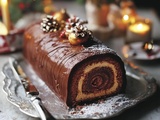 Révélez la Magie des Fêtes avec cette Bûche de Noël au Chocolat Incomparablement Moelleuse