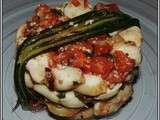 Calamars epices aux tomates et tagliatelles de courgettes