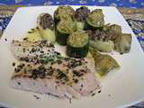 Filet de dorade aux herbes, courgettes et rattes aux deux tapenades