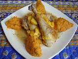 Poulet à la mangue, purée de patates douces