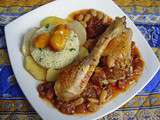 Tajine de poulet aux mirabelles, pommes, pêche et fruits secs