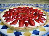 Tarte aux fraises, mascarpone, chocolat blanc, pistaches