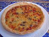 Tarte quiche aux oignons, lardons et champignons