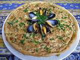 Tarte soufflée aux moules de Bouchot, potiron épicé, champignon