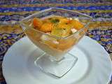 Verrine à la crème de verveine, orange, brugnon, meringue