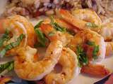 Brochettes de crevettes au citron, ail et basilic