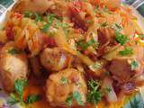 Poulet au chou, carottes et tomates