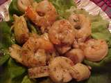 Salade Viviane aux crevettes, coeurs de palmier et d'artichauts, vinaigrette balsamique