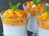 Panna cotta a la noix de coco, mangue et fruit de la passion, sans lait, sans sucre