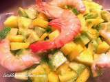 Salade avocats, mangue, crevettes