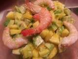 Salade avocats, mangue, crevettes