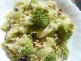 Ravioles de Romans, chou romanesco, raisins et pignons