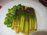 Asperges glacées au jus d'orange et fevettes sautées