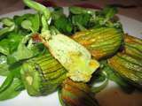 Fleurs de courgettes farcies aux crevettes et feves pour cmum