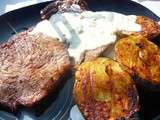 Escalopes de veau marinées, grillées sauce au bleu