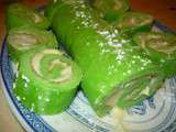 Roulé au pandan et crème de noix de coco