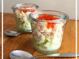 Verrine granit smith, crabe & oeufs de saumon