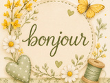 Petite broderie printanière devenue pochette à livre