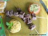 Brochettes de boeuf marinees au vin rouge