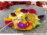 Carpaccio de fruits, glace au fromage frais