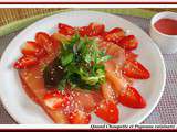 Carpaccio de saumon fume, ketchup de fraise