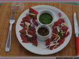 Carpaccios de boeuf au pistou d'herbes