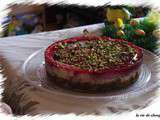 Cheesecake pistache et gelee de framboises