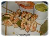 Crevettes marinees et sauce au basilic