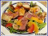 Emince de canard, mesclun a l'orange