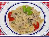 Farfalle au thon, câpres et basilic