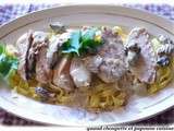 Filets de dinde aux morilles cremees, tagliatelles fraiches