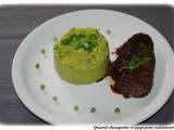 Foie de porc et puree de petits pois