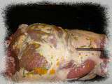 Gigot d'agneau a la broche, puree maison et asperges vertes