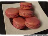 Macarons roses, ganache chocolat blanc et framboises