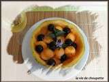 Nage de melon aux cerises amarena