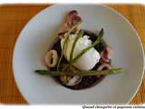 Riz venere, calamars, asperges et burrata