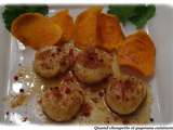 Saint-jacques snackees, chips de patates douces