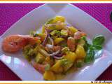 Salade mangue,crevettes, avocat et basilic