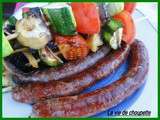 Saucisses merguez et brochettes de legumes