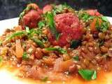 Boulettes de saucisse au fenouil, lentilles vertes du Puy