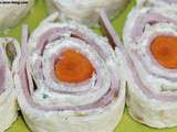 Wraps jambon, fromage frais ail et fines herbes et carotte pour l'aperitif