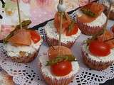 Cupcakes aux asperges, saumon fumé et fromage frais