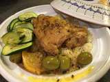 Tagine de poulet au citron confit et olives