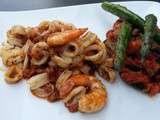 Calamars et crevettes au chorizo