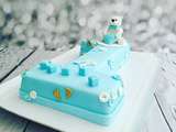 Gateau 1 an baby blue blanc et or