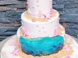 Gateau anniversaire de mariage theme plage et plongee sous-marine