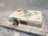 Gateau anniversaire maman et bebe ours sur la banquise