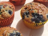 Muffins aux myrtilles et chocolat dulcey